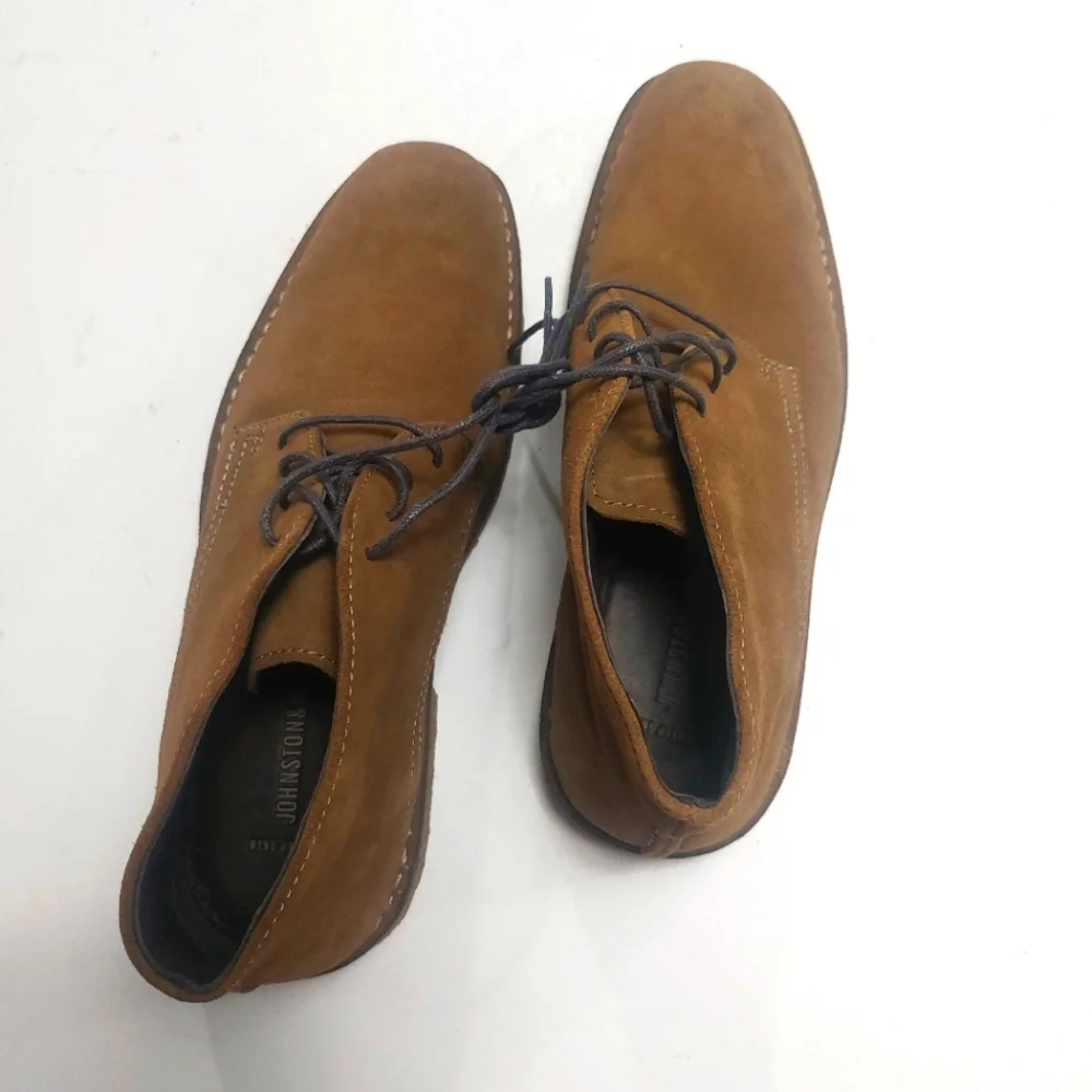 JOHNSTON & MURPHY Runnell Chukka Camel Brown Sheep Skin Shoes Size 8.5M